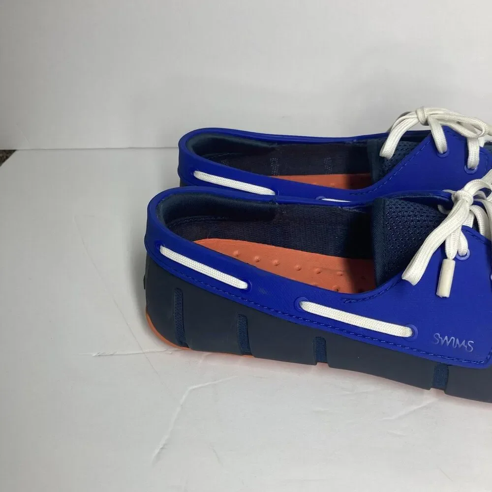Swims Shoes Mens Size 9 Blue Orange Mesh Lace Up Loafers Water Resistant Comfort